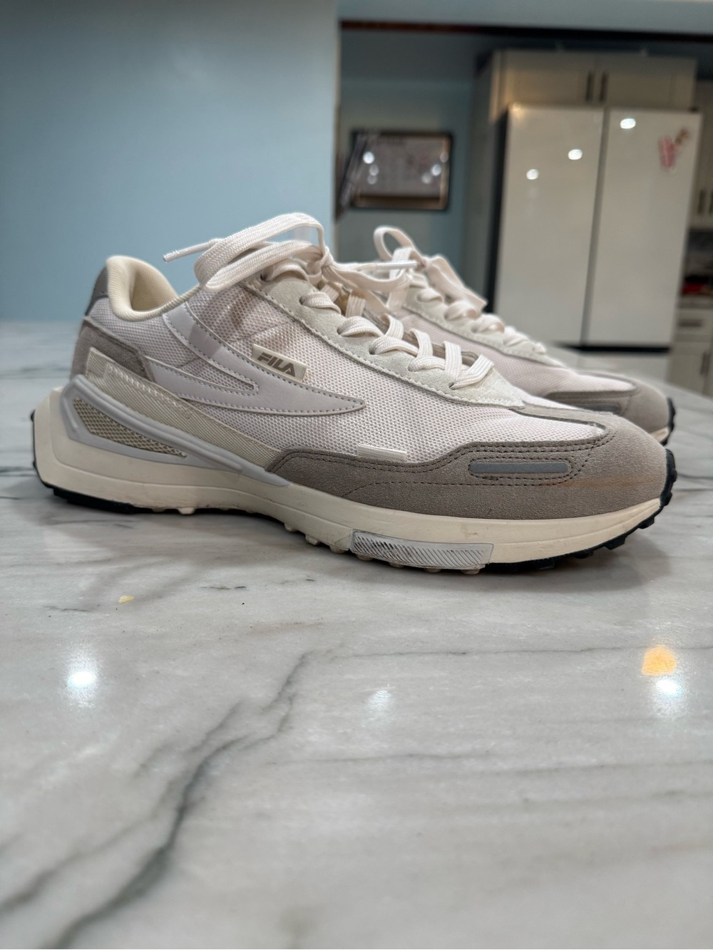 Fila Levonte 1RM02611-164 Men 11 White Sand Goat Gray Suede Mesh Retro sneakers
